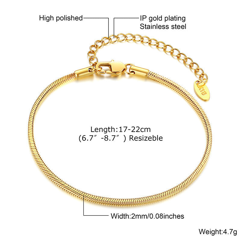 Stainless Steel Bracelet 18K Gold Women's Blade Chain