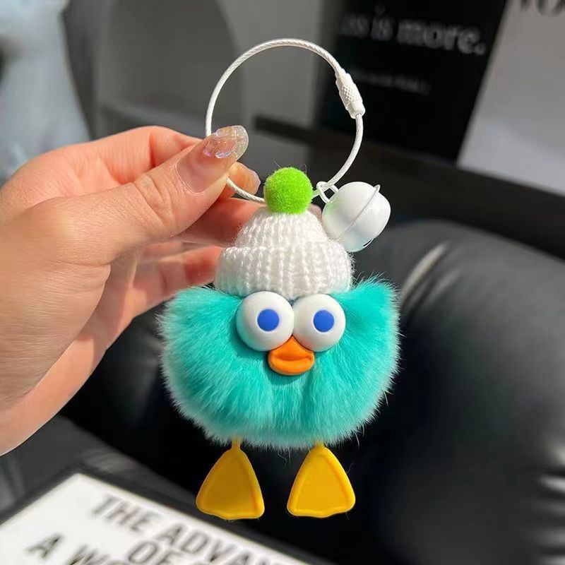 Cute Imitate Rex Rabbit Fur Little Duck Car Key Ring Pendant