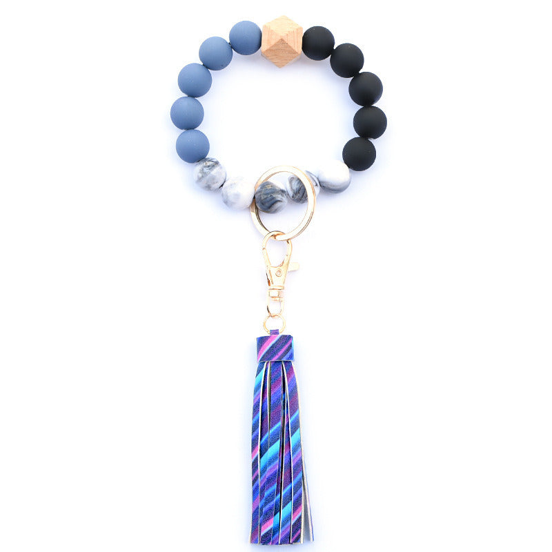 Creative Wooden Bead Bracelet Keychain