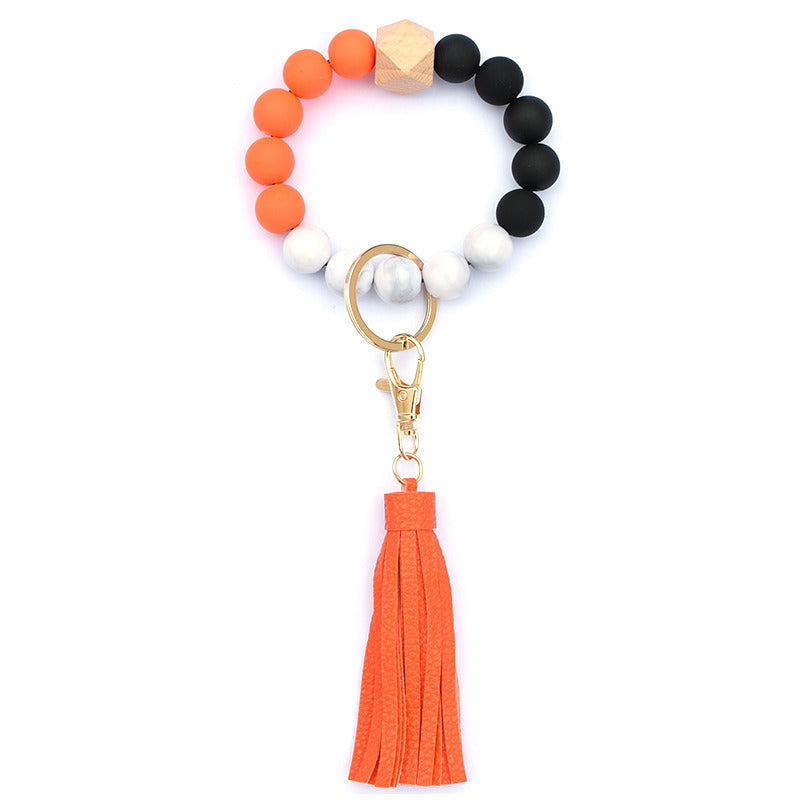 Creative Wooden Bead Bracelet Keychain