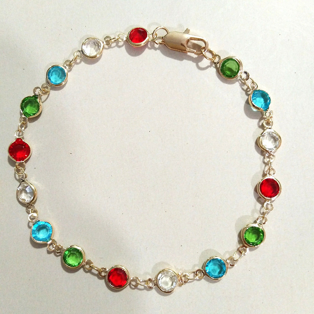 Multi-Color Micro-inlaid Rainbow Crystal Anklet For Women