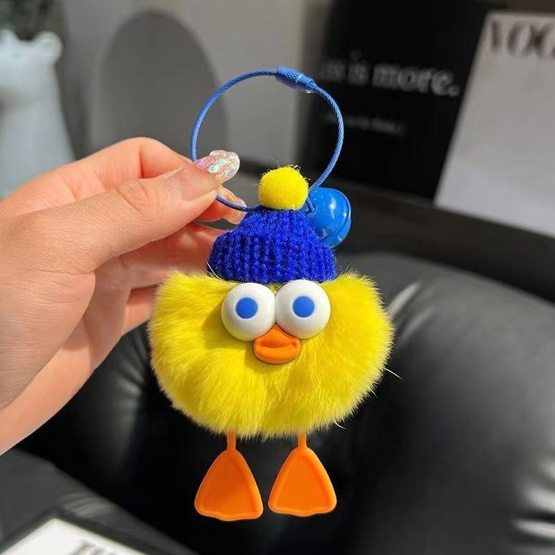 Cute Imitate Rex Rabbit Fur Little Duck Car Key Ring Pendant