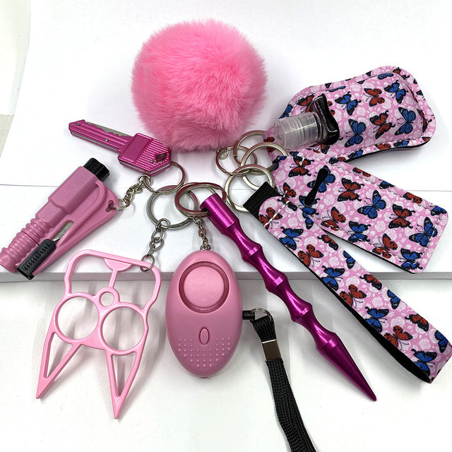 Custom Personal Safety Survival Women Alarm Window Breaker Set Girl Self Defense Keychain