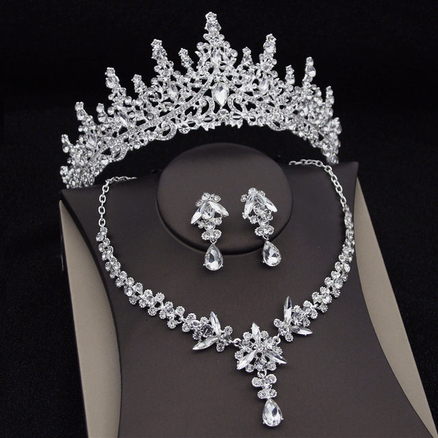 Royal Queen Bridal Jewelry Sets For Women Luxury Tiaras Crow