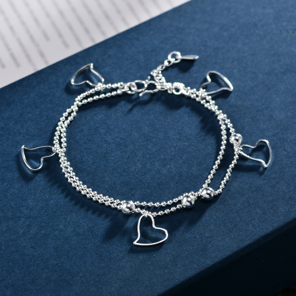 925 Silver Heart To Heart Bracelet For Couples