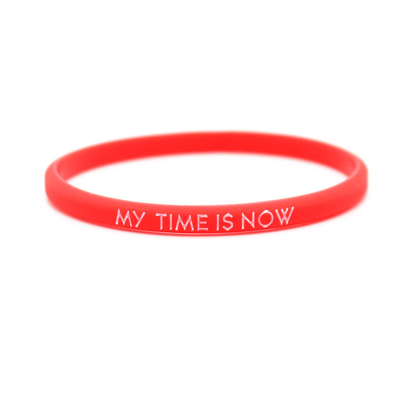 5mm Wide My Time Is Now Student Couple Silicone Bracelet Wrist Strap For Sports