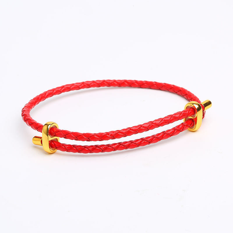 Adjustable Leather Rope Bracelet Wrist String Large Hole Bead Rope