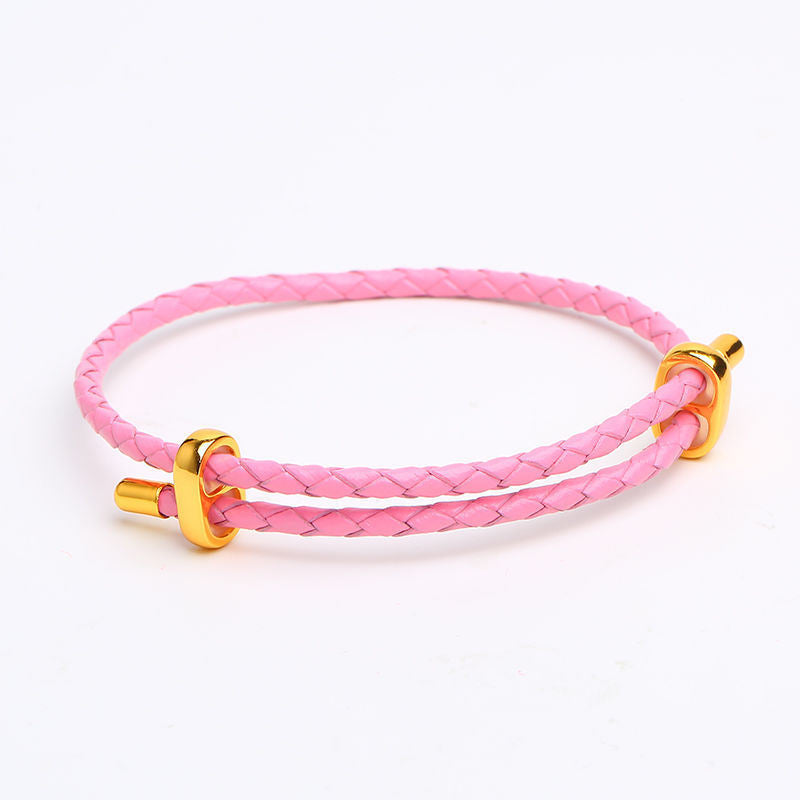 Adjustable Leather Rope Bracelet Wrist String Large Hole Bead Rope