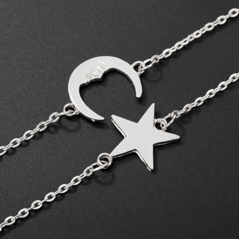 Alloy Couple Romantic Fine Chain Star Moon Bracelet