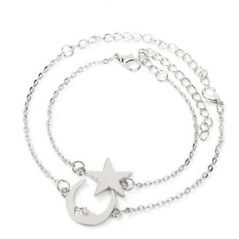 Alloy Couple Romantic Fine Chain Star Moon Bracelet