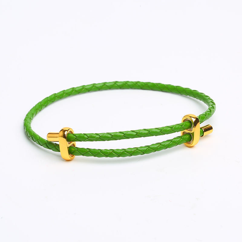 Adjustable Leather Rope Bracelet Wrist String Large Hole Bead Rope