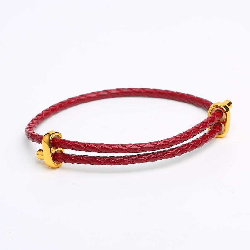 Adjustable Leather Rope Bracelet Wrist String Large Hole Bead Rope