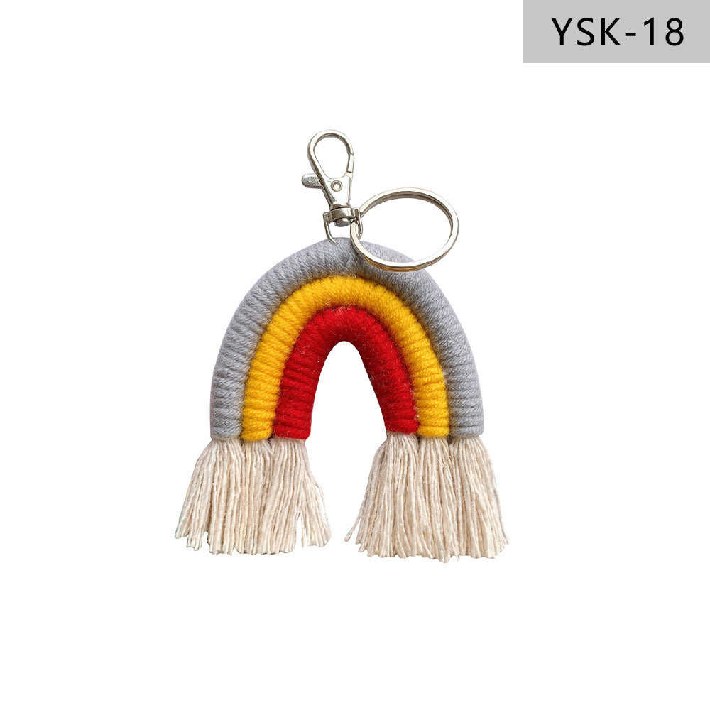 Home Braided Rainbow Tassel Keychain Charm