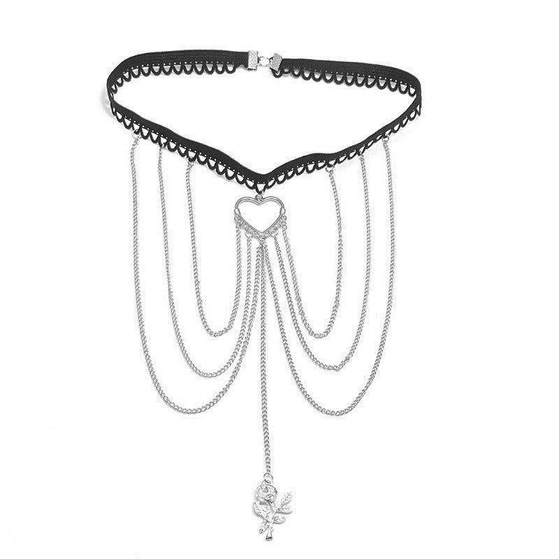 Love Rose PendantTassel Multi-layer Leg Chain