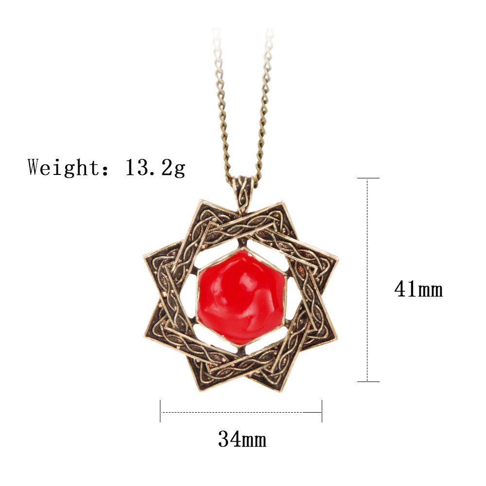 Openwork Gemstone Necklace Keychain Pendant Zinc Alloy