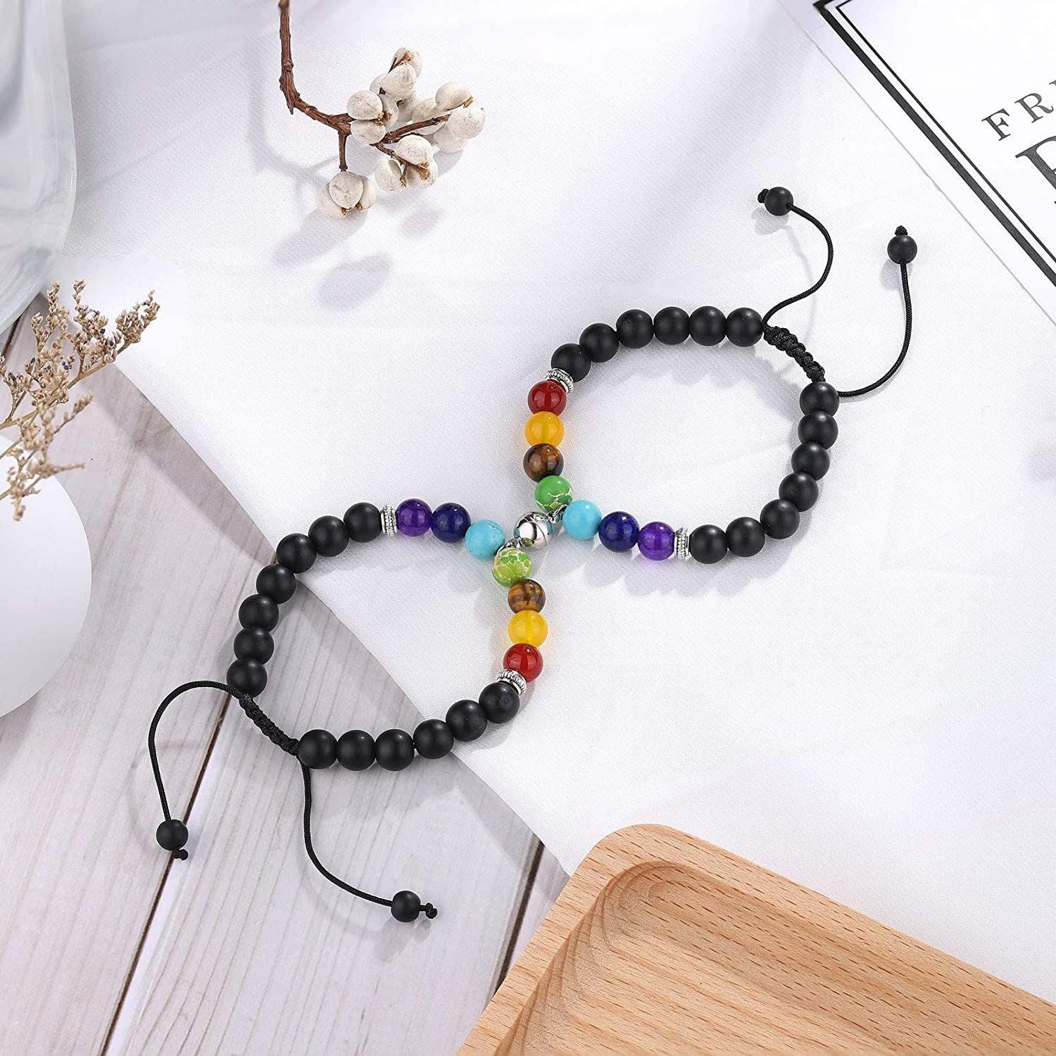 Men's And Women's Fashion Colorful Stone Woven Bracelet