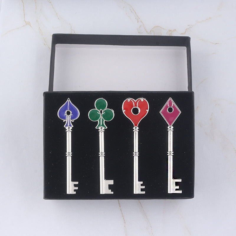 Playing Card Key Shape Keychain Gift Box Set