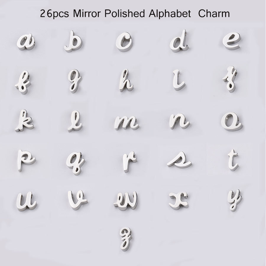 Stainless Steel English Letter Beads A- Z Letters Small Hole Beads 1 8mmdiy Accessories Beads