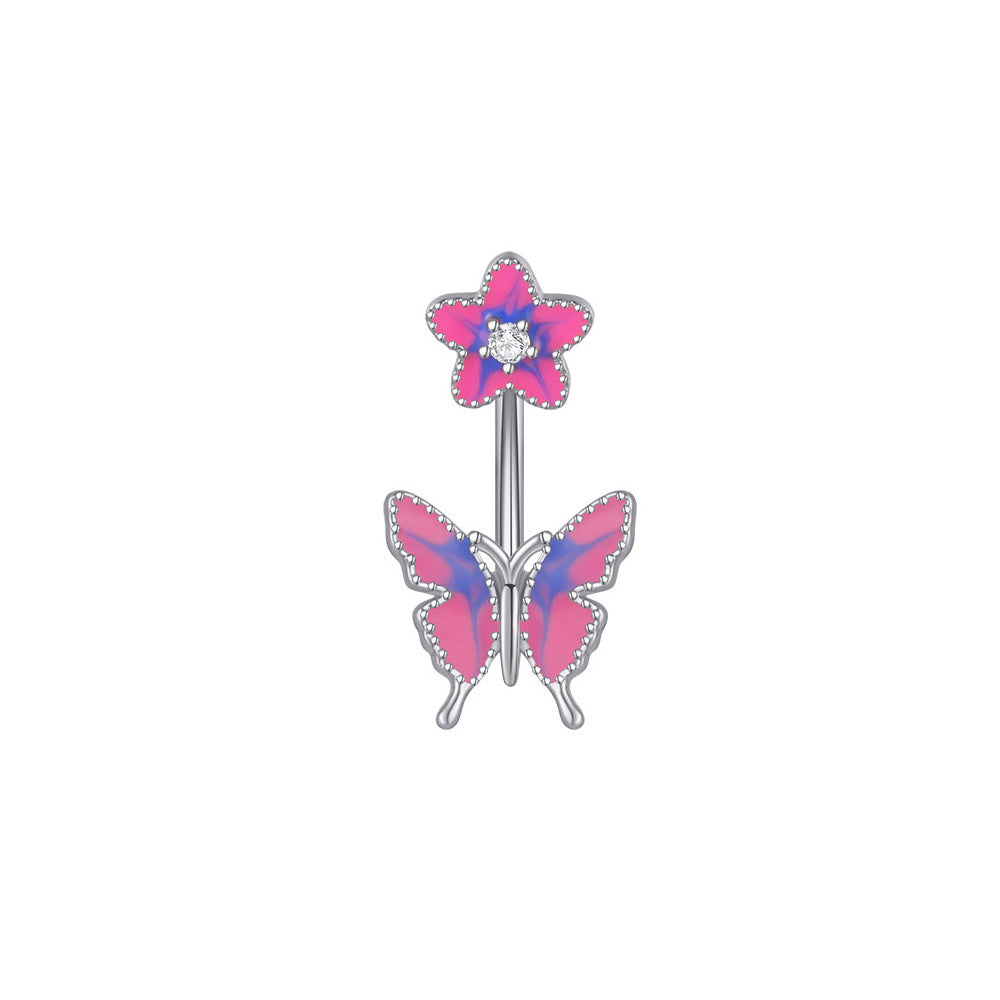 Dripping Butterfly Belly Ring Navel Stud Piercing Jewelry