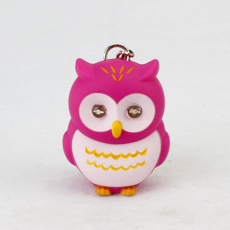 Luminous Sound Cartoon Owl Car Interior Design Accessories Keychain Pendant