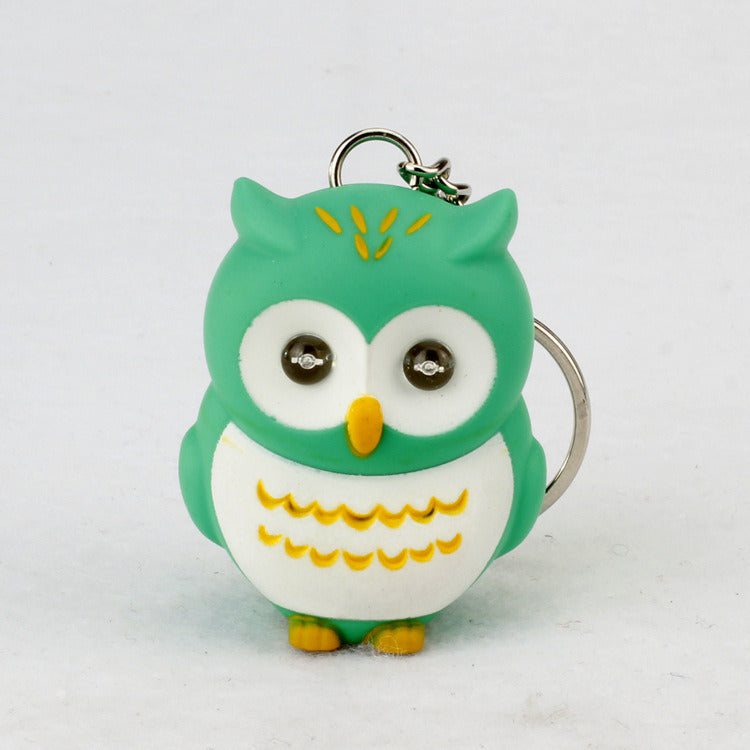 Luminous Sound Cartoon Owl Car Interior Design Accessories Keychain Pendant