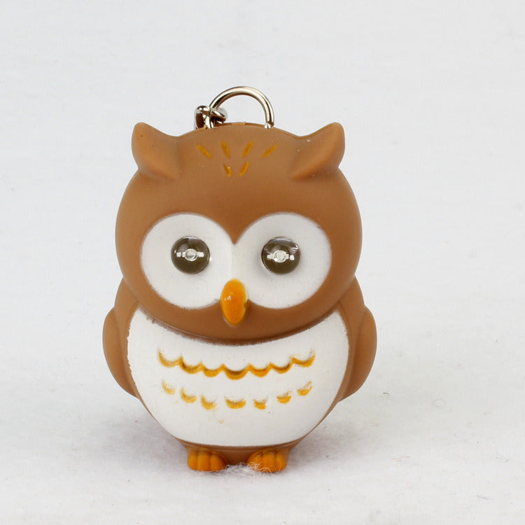 Luminous Sound Cartoon Owl Car Interior Design Accessories Keychain Pendant