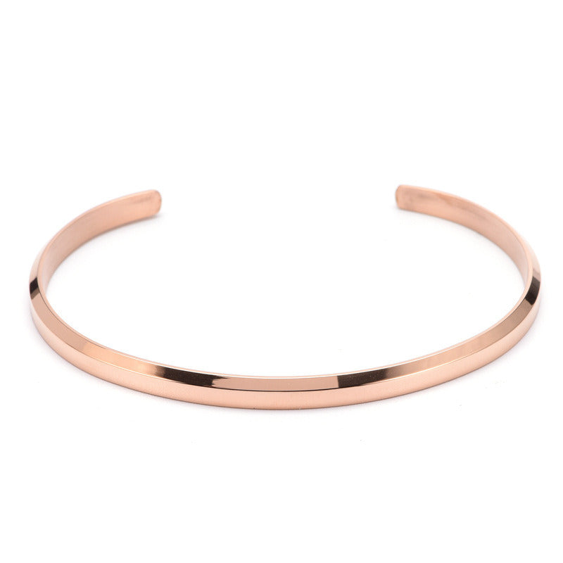 Bevel Fashion 18K Simple C Shape Titanium Steel Bracelet