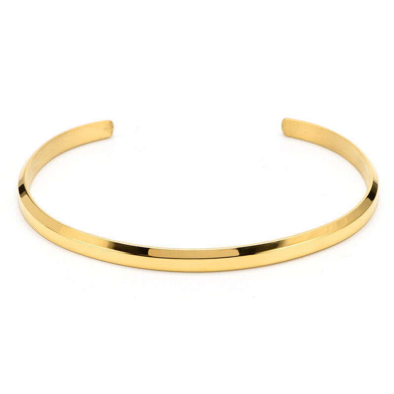 Bevel Fashion 18K Simple C Shape Titanium Steel Bracelet