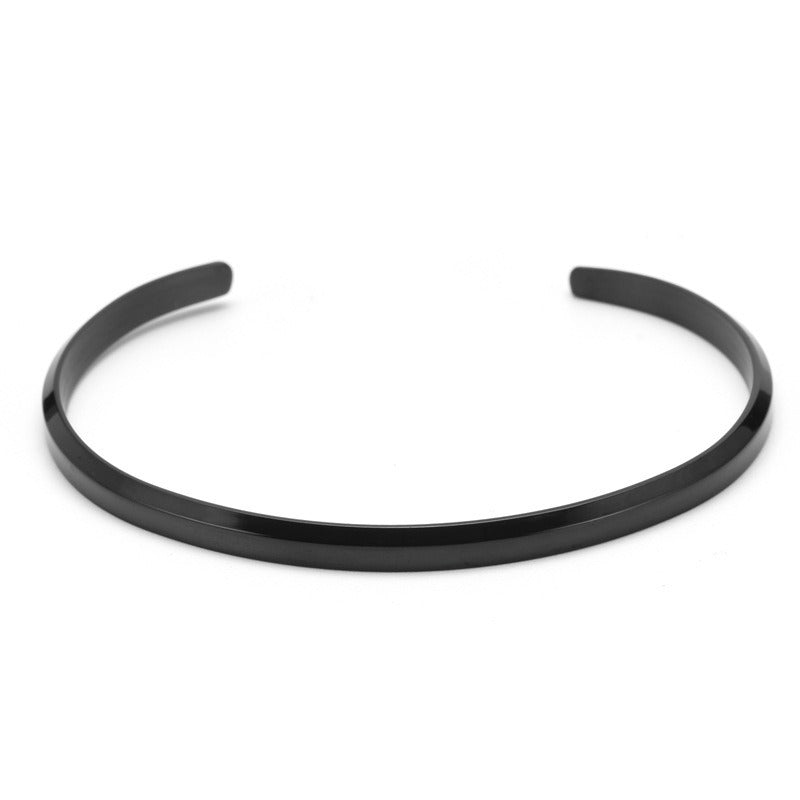 Bevel Fashion 18K Simple C Shape Titanium Steel Bracelet