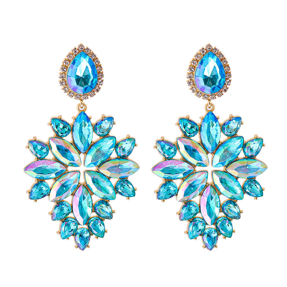 Stylish Colored Diamond Series Alloy Geometric Earrings