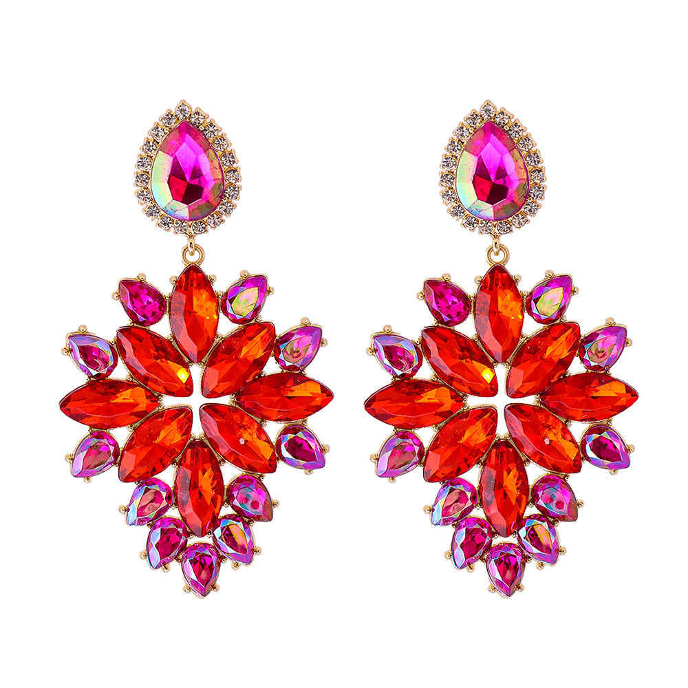 Stylish Colored Diamond Series Alloy Geometric Earrings