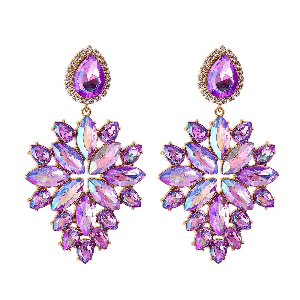 Stylish Colored Diamond Series Alloy Geometric Earrings