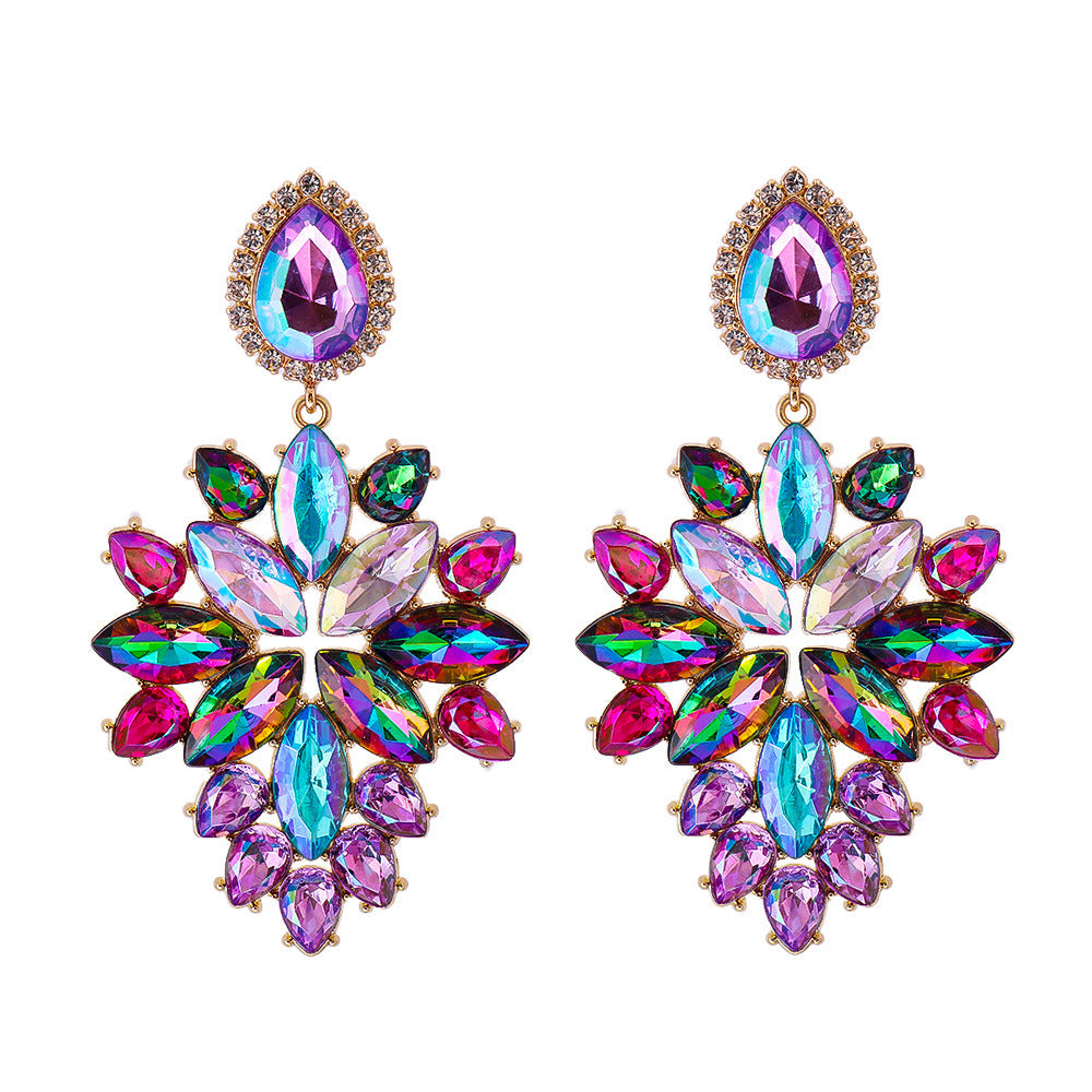 Stylish Colored Diamond Series Alloy Geometric Earrings