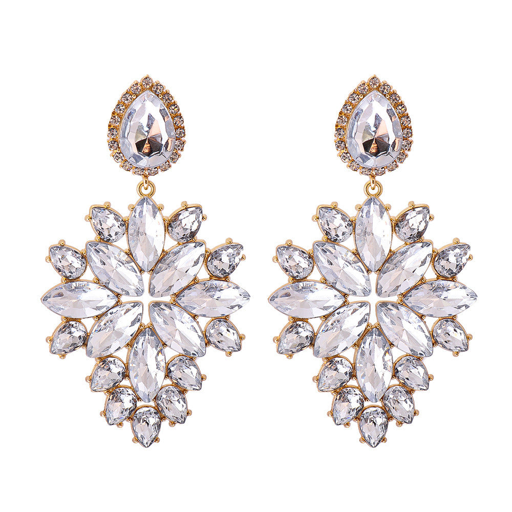 Stylish Colored Diamond Series Alloy Geometric Earrings