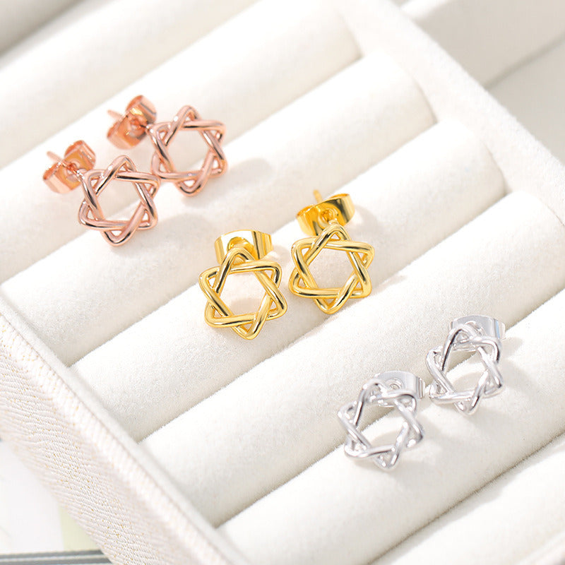 Stainless Steel Stud Earrings Fashion Jewelry Bohemian Hexagonal Star