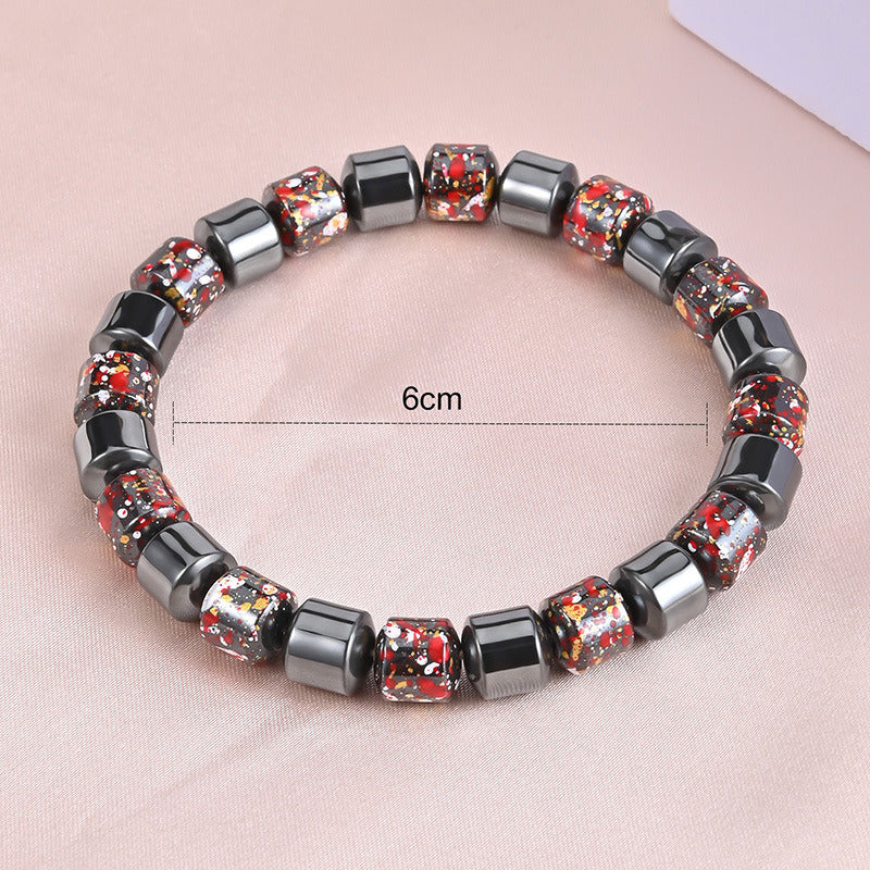 Mens Fashion Natural Black Gallstone Stretch Bracelet