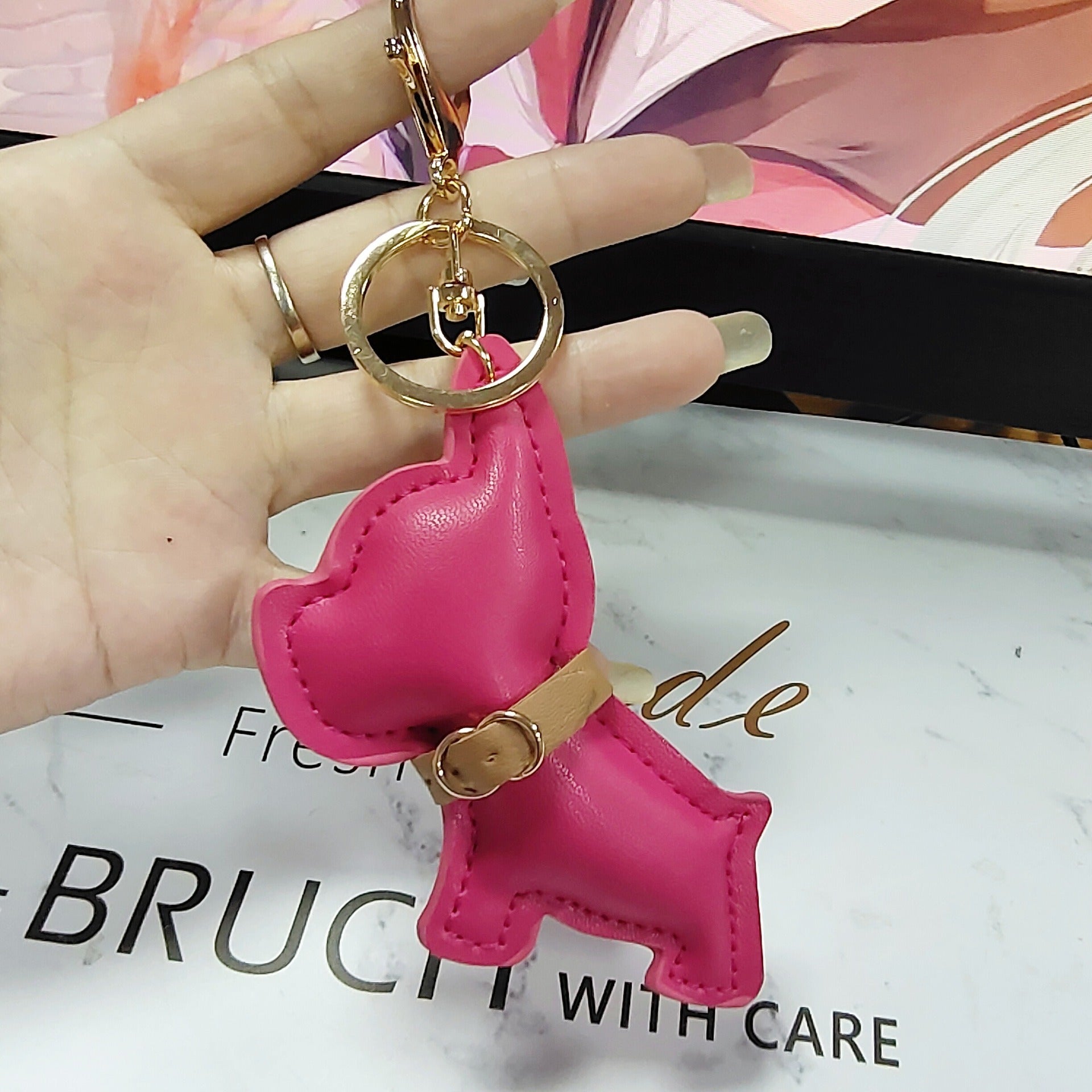 Cartoon Fadou Puppy PU Leather Key Chain