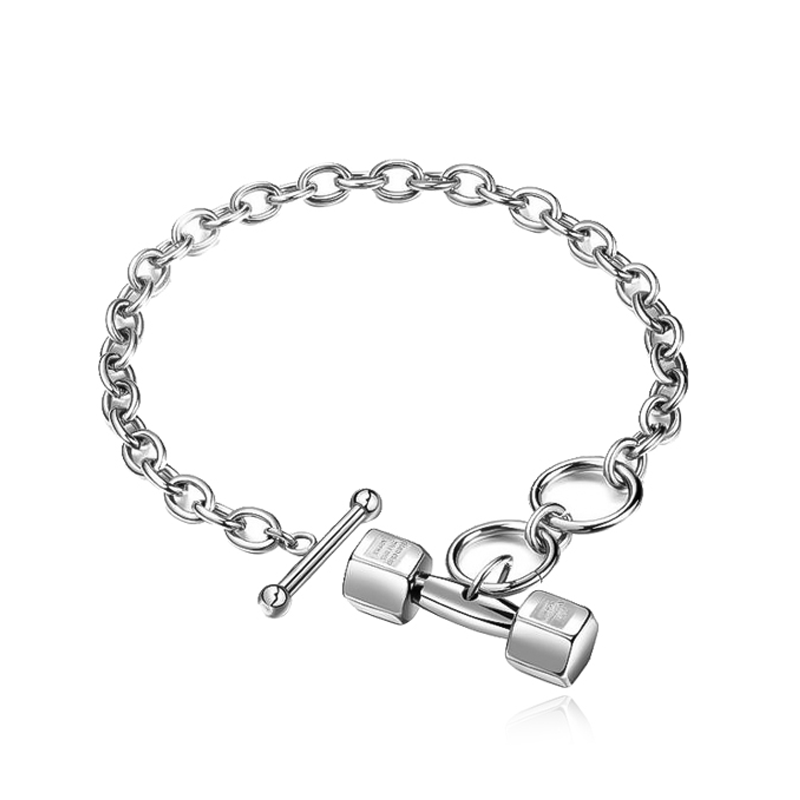 Hip Hop Cuban Titanium Steel Dumbbell Bracelet Fitness