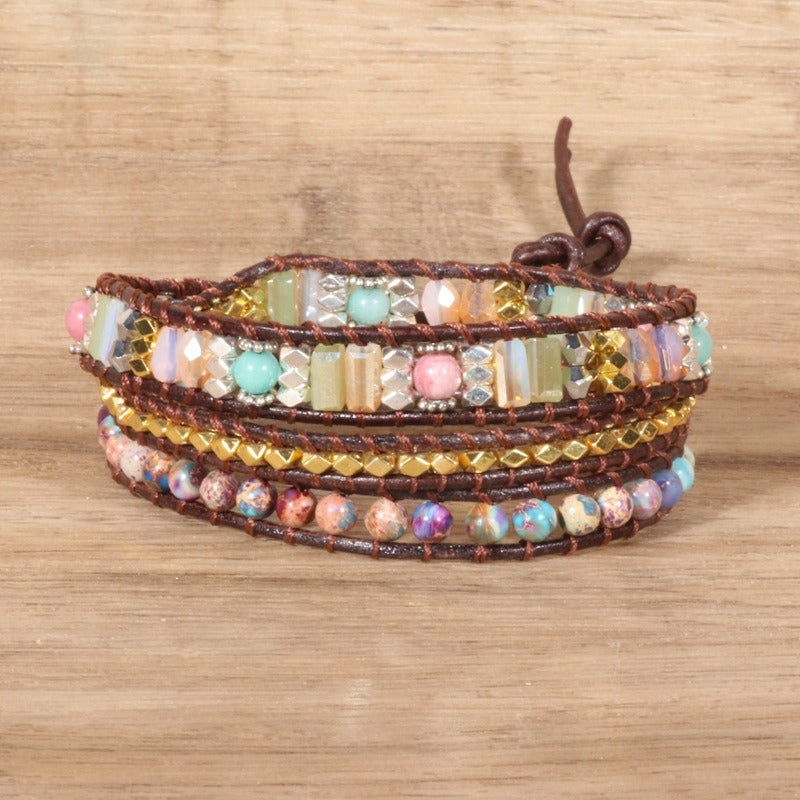 Colored Turquoise Woven Three-layer Bracelet