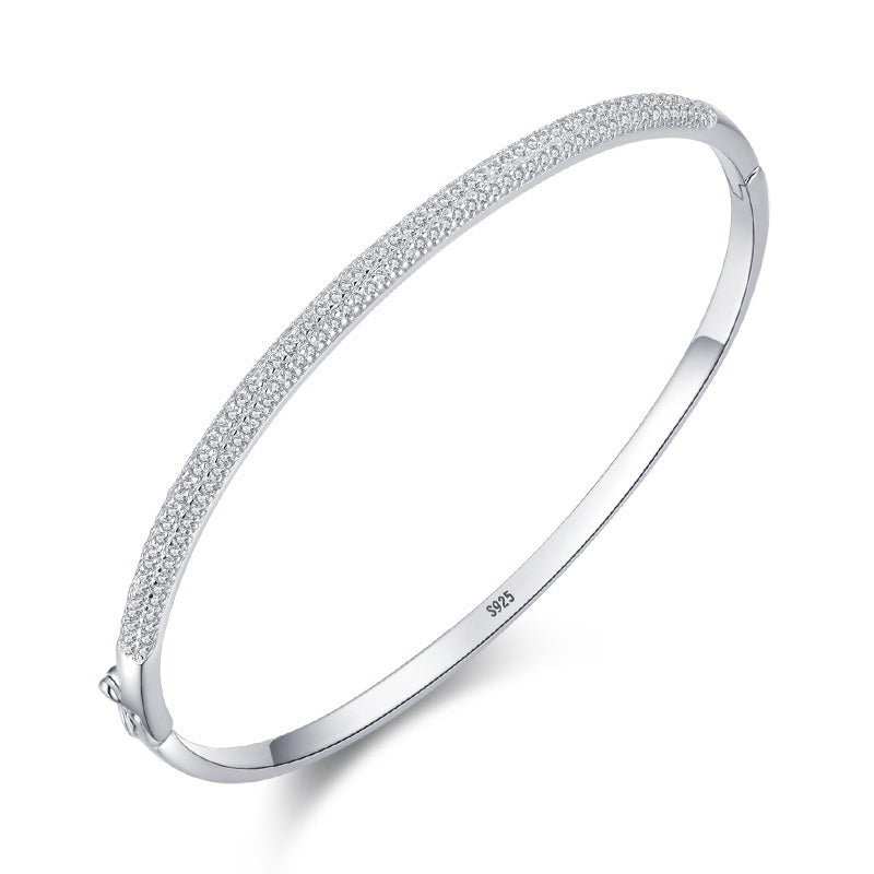 S925 Sterling Silver Bracelet Female Opening Oval