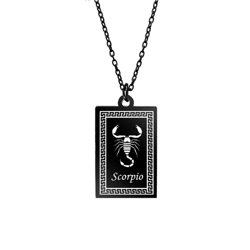 12 Zodiac Constellation Stainless Steel Pendant Necklace