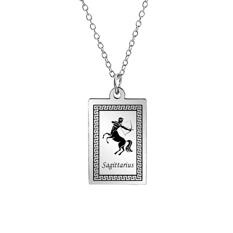 12 Zodiac Constellation Stainless Steel Pendant Necklace