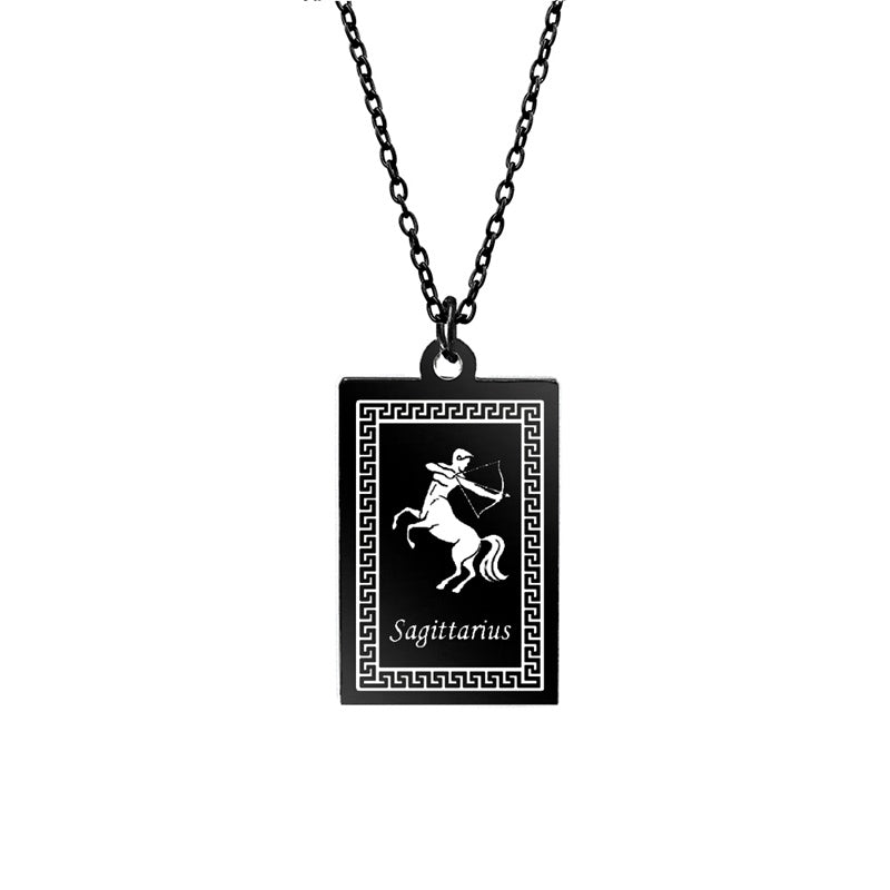 12 Zodiac Constellation Stainless Steel Pendant Necklace