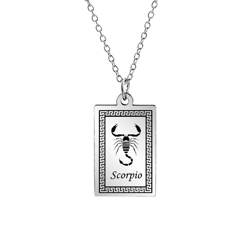 12 Zodiac Constellation Stainless Steel Pendant Necklace