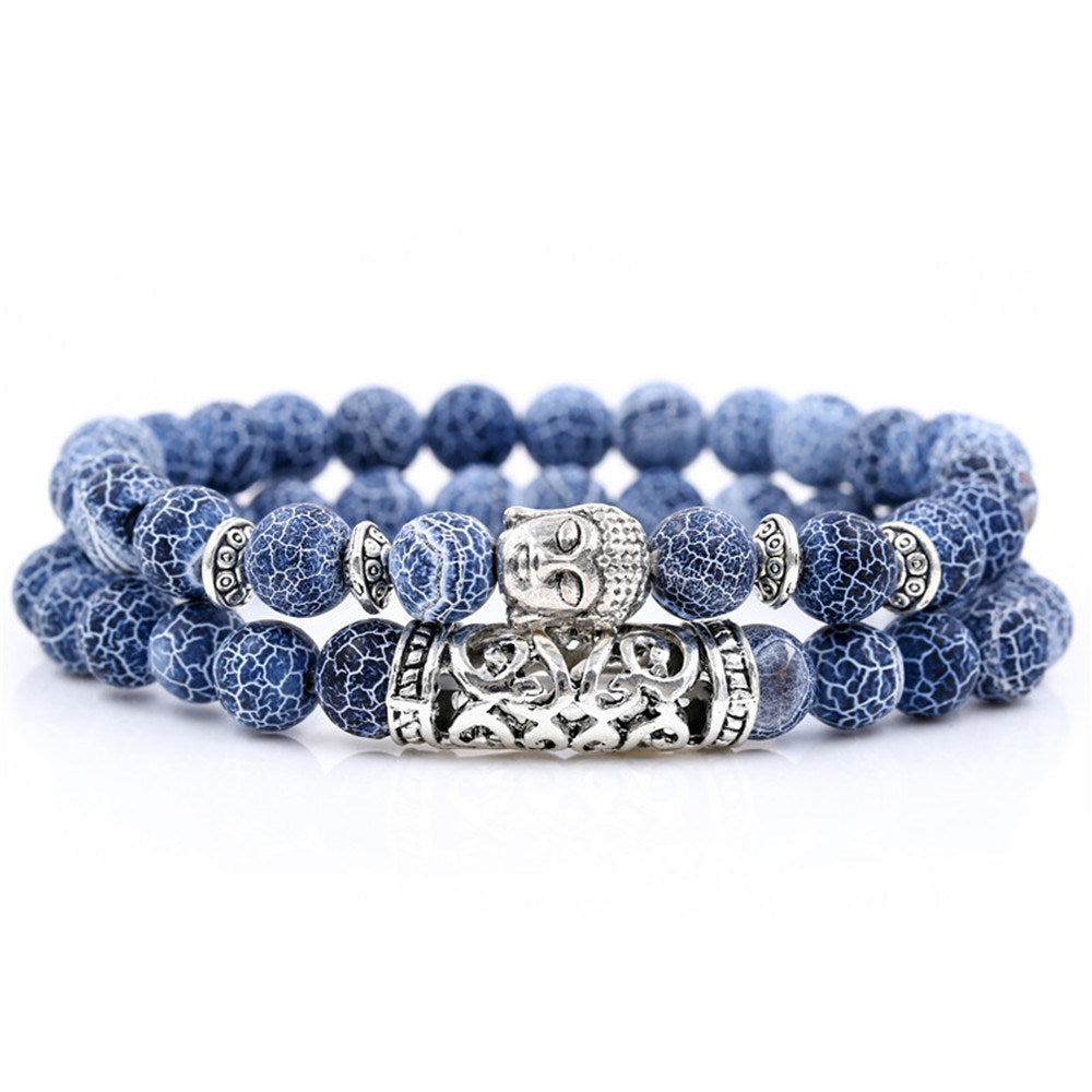 Creative Personality Energy Stone Hand-worn UFO Buddha Head Round Tube Wristband Bracelet Suit