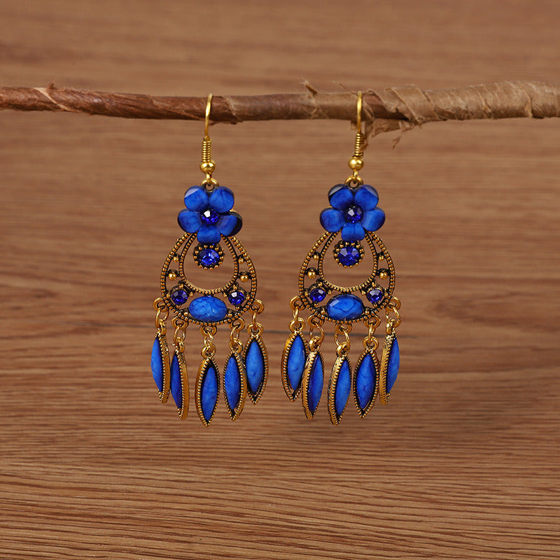 Creative Style Fashion Vintage Alloy Gem Earrings Eardrops