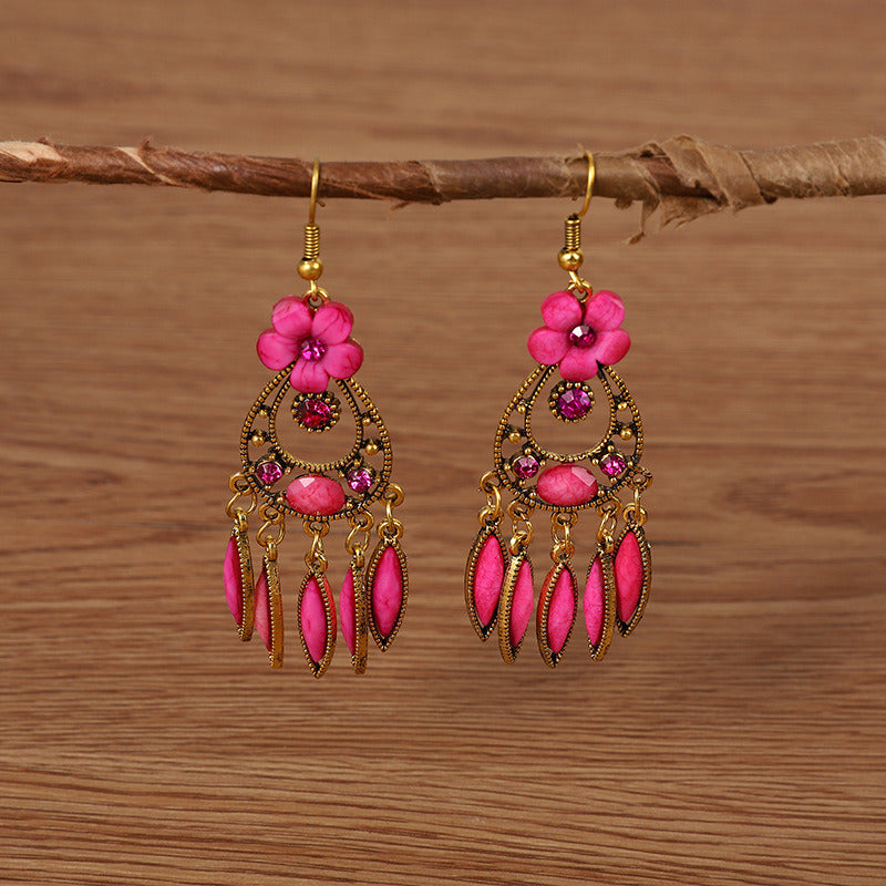 Creative Style Fashion Vintage Alloy Gem Earrings Eardrops