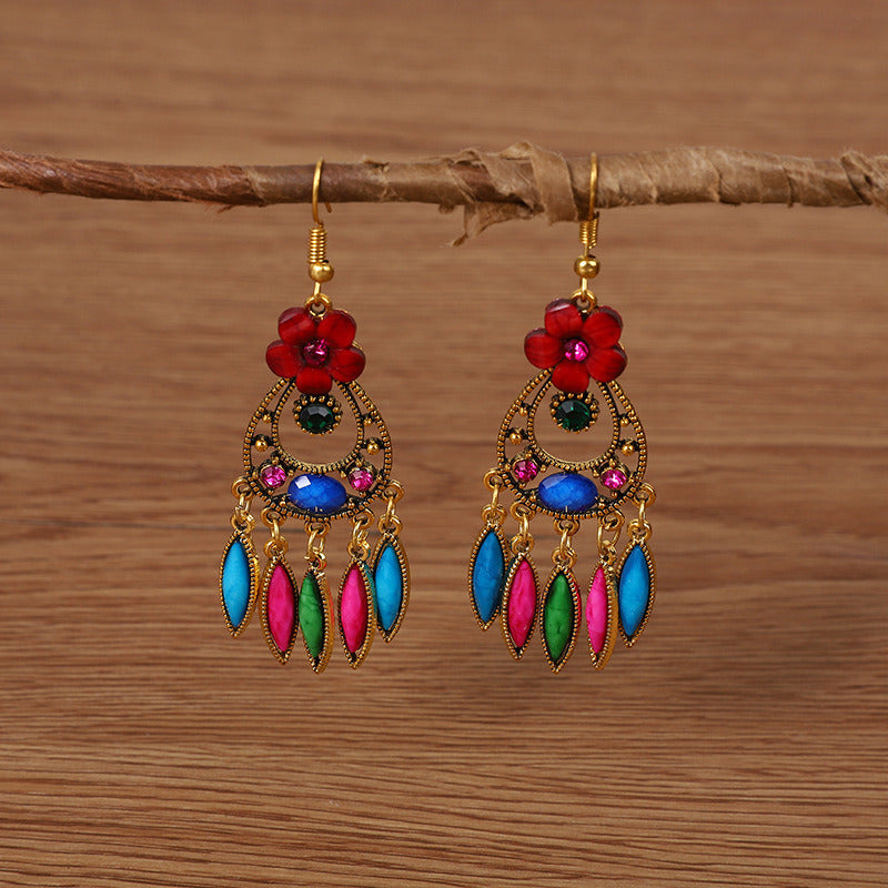 Creative Style Fashion Vintage Alloy Gem Earrings Eardrops