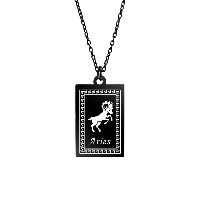 12 Zodiac Constellation Stainless Steel Pendant Necklace