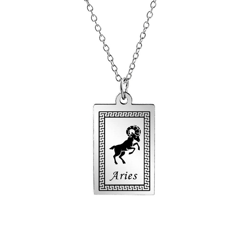 12 Zodiac Constellation Stainless Steel Pendant Necklace